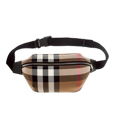 BURBERRY 經典格紋SONNY 帆布胸口包/腰包 (卡其)