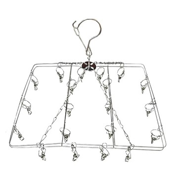 不鏽鋼衣襪架 3格-大 方形雙層 20夾  銀色  1組