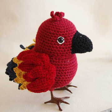 毛線娃娃 手作玩偶禮物 居家布置 紅色金剛鸚鵡