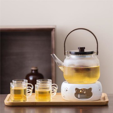 水果茶壺茶杯耐熱玻璃花茶壺套裝蠟燭加熱下午茶休閑廳美容院茶具