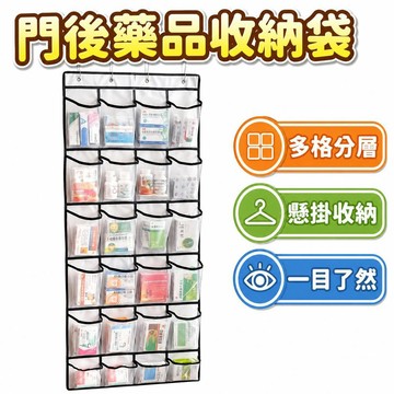 【潮流工坊】藥品收納袋 24格懸掛藥盒 家庭藥物分類收納袋 處方藥整理袋 掛式藥品收納盒 居家藥物整理