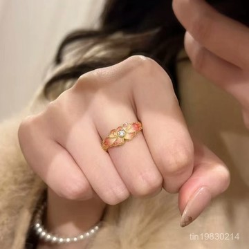 🔥限時下殺🔥【花開半夏】999純銀琺瑯芍藥戒指新中式國風甜美漸變桃色食指戒