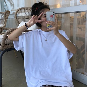 牛油果色t恤女短袖早春年新款夏季韓版寬松半袖中長款上衣服