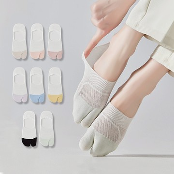 NicoFun 愛定做 拼色 分趾襪 抑菌襪 隱形襪 網眼襪 襪子 透氣襪 二指襪 船襪 (棉襪22-24.5cm)