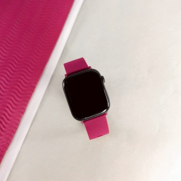 Apple Watch 全系列通用錶帶 蘋果手錶替用錶帶 同色扣頭及連接器 矽膠錶帶 紫紅色 #858-188-PERD