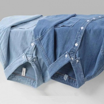 日系復古長袖牛仔襯衫2024秋冬潮男寸衫寬松風休閑情侶薄外套上衣鑫弘-衣錦男裝