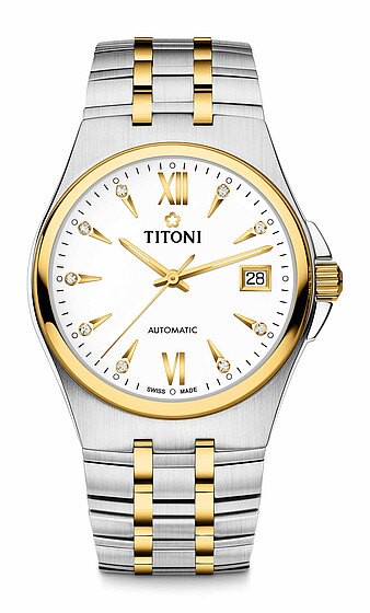 TITONI瑞士梅花錶動力系列 83730SY-271 自動機芯時尚腕錶/金銀 38mm｜樂天全館特惠中★指定刷卡回饋10%