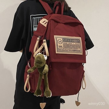輕便簡約書包女小學生大容量初中生背包設計感中學生帆布雙肩包潮