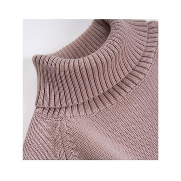 歐單新款 粗線全棉100% 高領毛衣女士打底衫加厚套頭針織衫 寬松5