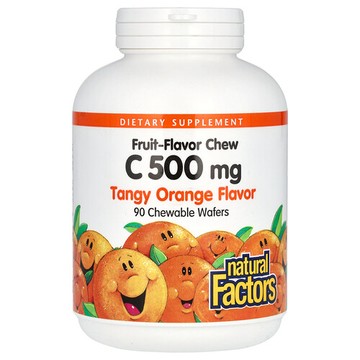 Natural Factors, 水果維生素 C 咀嚼片，酸橙味，500 毫克，90 片咀嚼威化餅