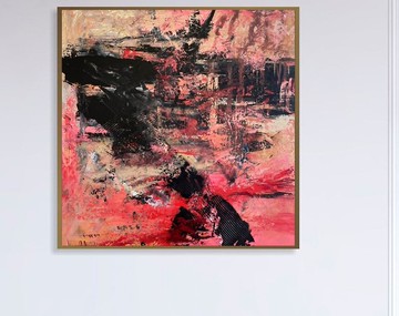 原創紅色油畫抽象壁掛藝術品現代質感裝飾