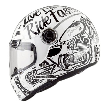 MT 安全帽 JARAMA 加拉瑪 彩繪 黑白藝術 雙D扣 眼鏡槽 耳機槽 快拆鏡片 全可拆洗 復古 全罩安全帽