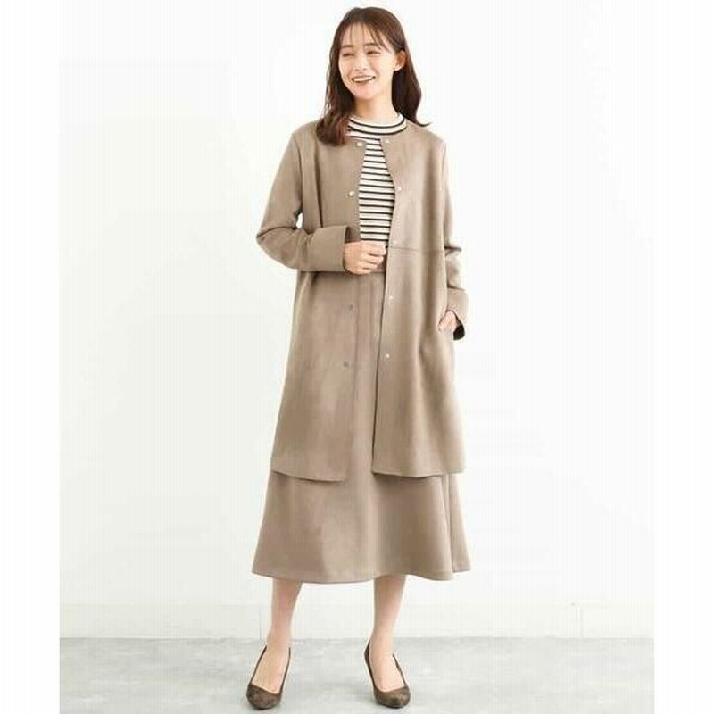 MK MICHEL KLEIN エムケーミッシェルクラン フェイクスウェードノーカラーコート/洗える 通販 LINEポイント最大0.5%GET LINEショッピング ミッシェルクラン ステンカラーコート レディース ボルドー 赤 スエード