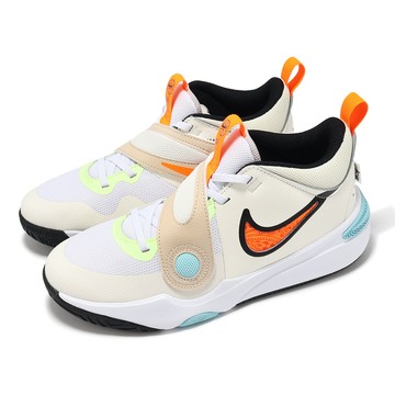 [ACS] Nike 籃球鞋 Team Hustle D 11 GS 大童 女鞋 白 橘黃 魔鬼氈 HF5735-181