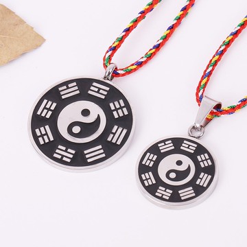 復古鈦鋼八卦鎮宅辟邪項鏈太極風水轉運祈福保平安護身符陰陽太極1入