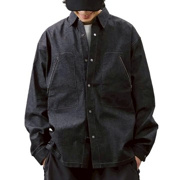 BOHRHOO Early Spring Denim 單寧長袖襯衫 黑 XL