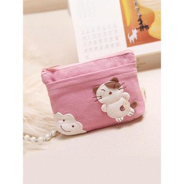 CARA卡拉貓正品 韓版可愛撞色拼接帆布動物布藝卡包硬幣零錢小包
