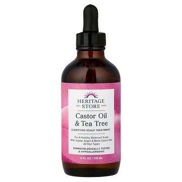 Heritage Store, Castor Oil & Tea Tree, Clarifying Scalp Treatment, All Hair Types, 4 fl oz (118 ml)