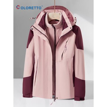 媽媽沖鋒衣外套女2023新款秋冬加絨厚三合一防風防水保暖兩件套