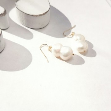 14kgf 雙生淡水珍珠耳夾