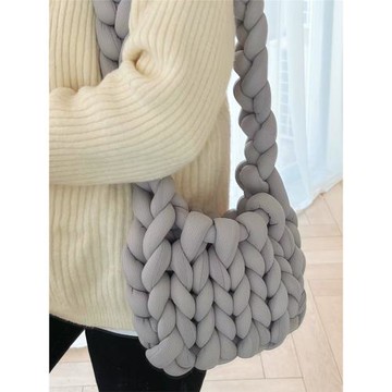 冰絲款超粗冰島毛線包灌芯棉手工編織包包亞馬遜跨境外貿單肩女包