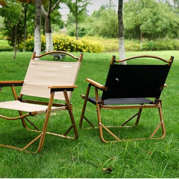 美麗大街 克米特椅露營折疊便攜靠背椅超輕野營休閒櫸木扶手釣魚折疊椅 【111020620】