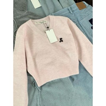 專柜撤回！一線大牌短款長袖百搭v領針織上衣女秋冬新款減齡毛衣