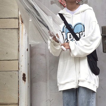 白色oversize衛衣女早秋新款小個子寬松學生慵懶上衣春秋外套