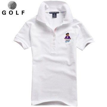 高爾夫t恤女短袖夏季防曬修身golf球女裝翻領短袖POLO衫純棉透氣