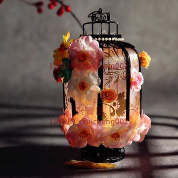 中秋手工花朵手提手持花燈七夕國風復古風宮燈漢服宮廷舞蹈燈籠【聚寶屋】