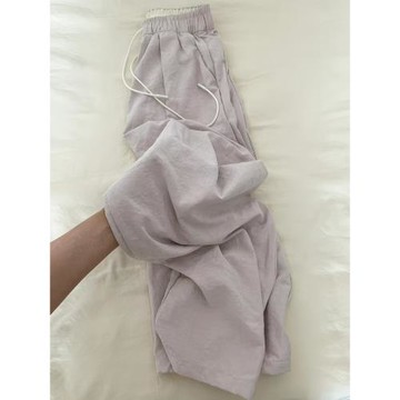 藕粉色奶芙山本褲女夏季新款大碼胖mm高腰顯瘦垂感慵懶冰絲闊腿褲