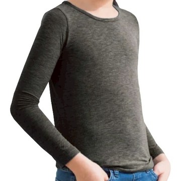 Peilou 貝柔 機能吸濕發熱保暖衣 兒童圓領  身高90cm  灰色  HP6300