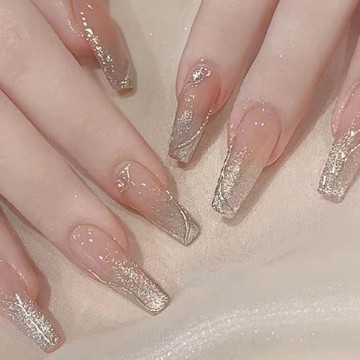 秋冬新品 手工穿戴甲魚尾夏日美甲顯白貓眼爆款成品純欲風高階感中長款梯形
