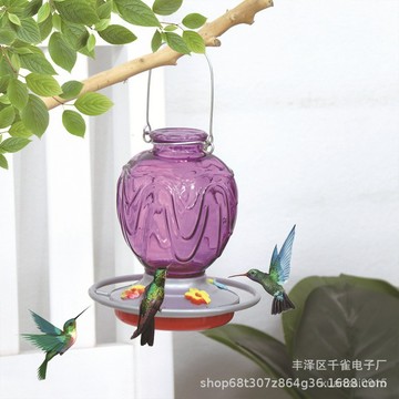 戶外野鳥蜂鳥餵水器玻璃懸掛金屬防鬆鼠螞蟻小鳥餵食器 小太陽鸚鵡 和尚鸚鵡 凱克鸚鵡餵食餵水玩具 鸚鵡玩具 鸚鵡餵食器