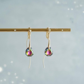 【點綴秋冬造型的單鑽】搖曳的單鑽耳環 金色/銀色 秋冬耳環