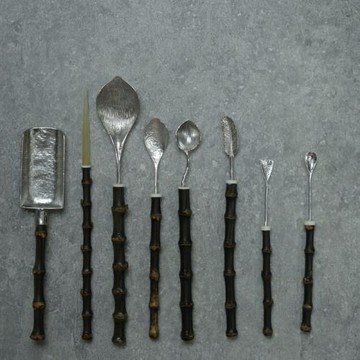 紫竹柄合金茶撥茶勺茶鏟茶具配件茶道六君子