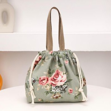 【HandStyle】便當袋 日系花漾輕便手提帆布束口手提包(79030)