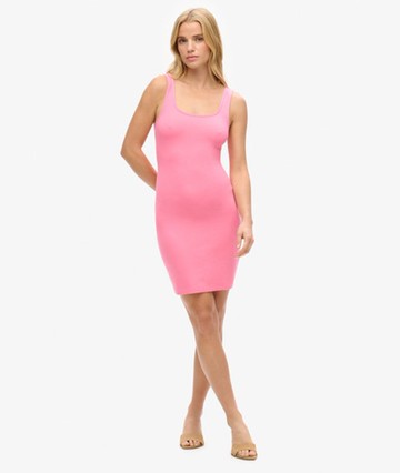 Superdry Women's Women's Square Neck Jersey Mini Dress Pink / Pink Carnation - Size: 8 Size: 4