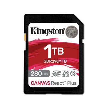 【Kingston】Canvas React Plus 1TB SDR2V6 SDXC U3 V60 UHS-II 記憶卡 讀取速度:280MB/s
