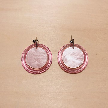 復古迷幻粉紅圈圈耳環