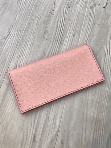 對開式長夾 義大利羊皮 淺粉色