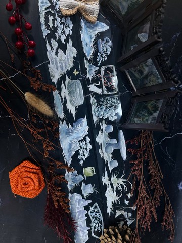 庭院雪景 PET 紙膠帶 白墨貝殼光 10米卷