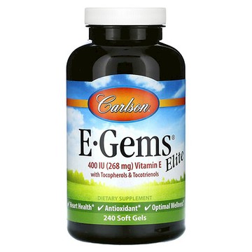 Carlson, E-Gems® Elite，維生素 E，含生育酚和生育酚類，268 毫克（400 國際單位），240 粒軟膠囊