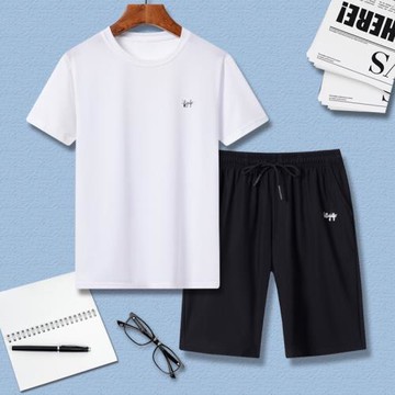 童裝男童夏季運動套裝2025新款中大童冰絲透氣短袖短褲寬松兩件套