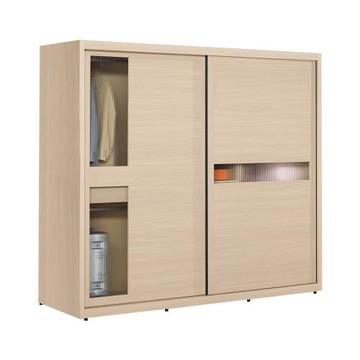 Boden-米達7尺長虹玻璃衣櫃推/拉門衣櫃(五吊桿+三抽+三格+穿衣鏡)