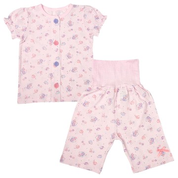 akachan honpo - 短袖前開式家居服-穿衣練習 美人魚-粉紅色