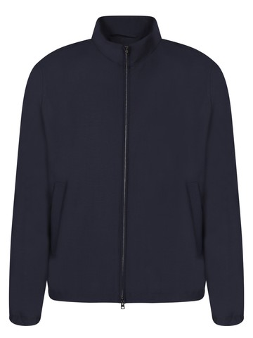 Herno Blue Stretch Wool Bomber Jacket