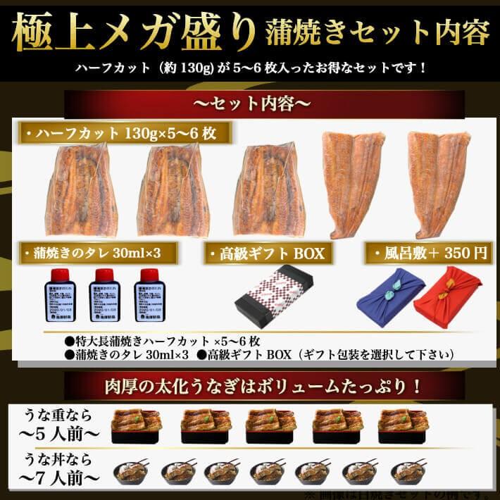 国産 蒲焼き 特大うなぎ メガ盛り ハーフカット 600gセット 6〜8人前