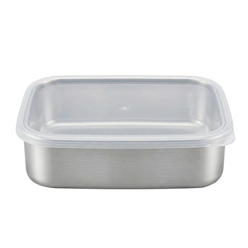 SHIMOYAMA 304不銹鋼冷藏保鮮盒 PE蓋淺型 16.5 x 12.5 x 5cm 銀色 700ml  1個  1個