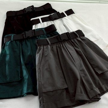 特價減10 卷邊短褲女高腰顯瘦休閑褲寬松a字熱褲闊腿褲工裝褲子